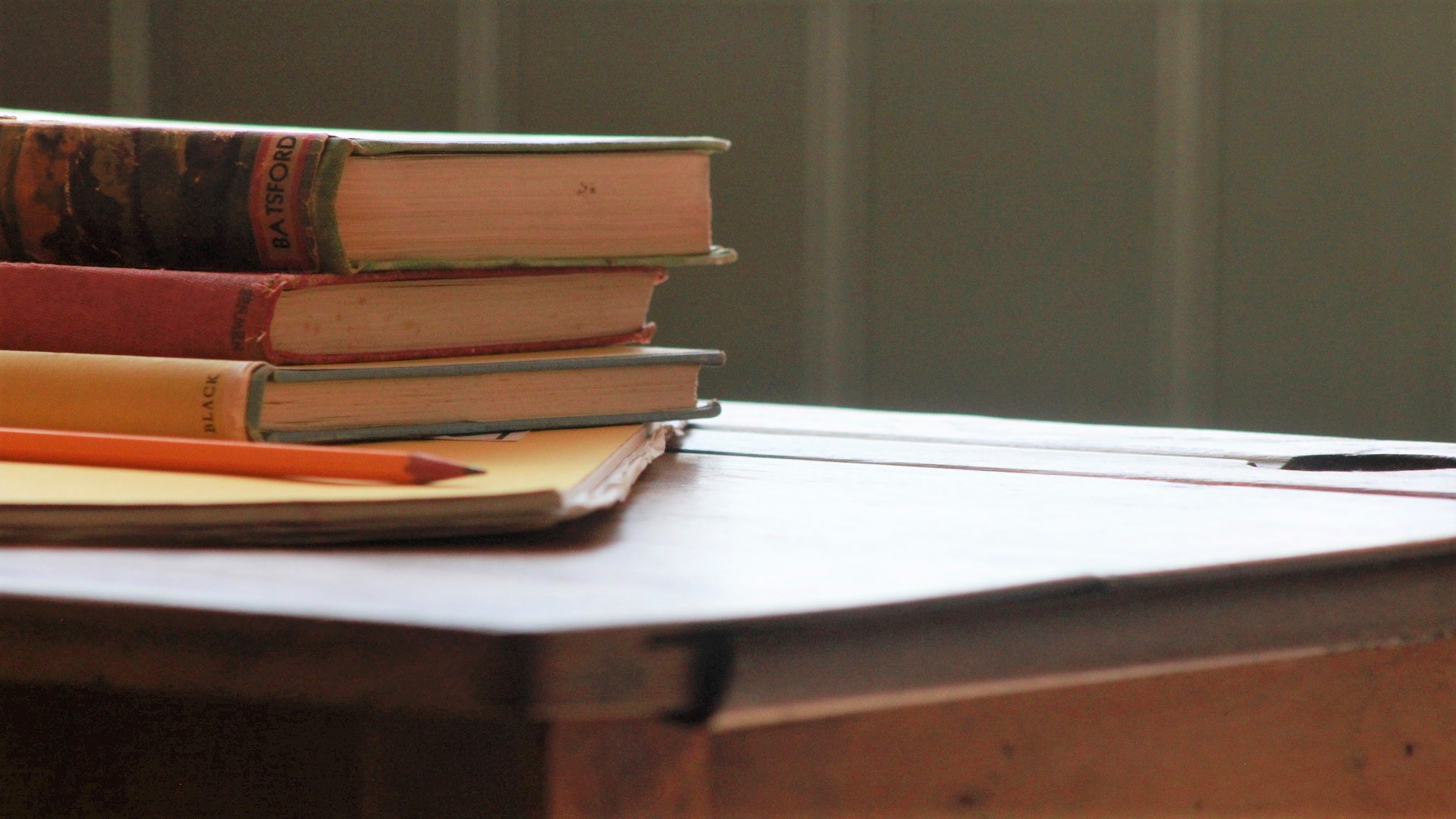 stack of books in an educational setting